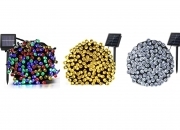 CATENA LUMINOSA LED LUCI DI NATALE DA ESTERNO CON PANNELLO SOLARE GIARDINO 14 MT