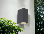 Applique grigio da esterno ip65 lampada a parete moderna doppia luce con attacco gu10 biemissione per giardini terrazze balconi