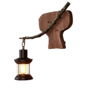 Applique da parete per interno lampada a muro in legno con lanterna stile country rustico con attacco E27