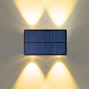 Applique led da esterno con pannello solare ip65 lampada faretto a parete doppia emissione luce calda 4 led