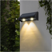 Applique led da esterno ip65 con pannello solare lampada a parete faretto 2 led luce calda