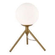 Lampada da Tavolo Minimalista Bronzo con sfera in Vetro Bianco Design Elegante per Illuminare e Decorare Spazi Interni Adatta a Comodini Scrivanie e Tavolini Altezza 30 cm
