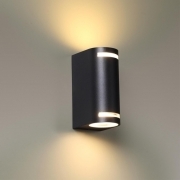 Lampada da Parete applique nero LED IP54, Alluminio, Vetro, GU10, Effetto Luminoso Biemissione