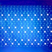 Tenda Luminosa Natalizia effetto Cascata con 200 LED Luce blu piu Flash, 3x1 mt, Prolungabile, Uso Esterno ed Interno IP44
