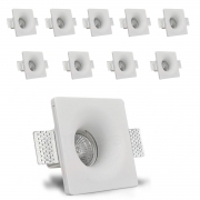 10 pezzi Portafaretto da incasso in gesso 120x120mm, foro 125x125mm, compatibile con faretti GU10, design a scomparsa