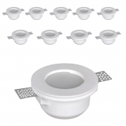 10 pezzi Portafaretto da incasso in gesso a scomparsa, diametro 120mm, altezza 65mm, foro 125mm, con vetro opaco, compatibile con faretti GU10